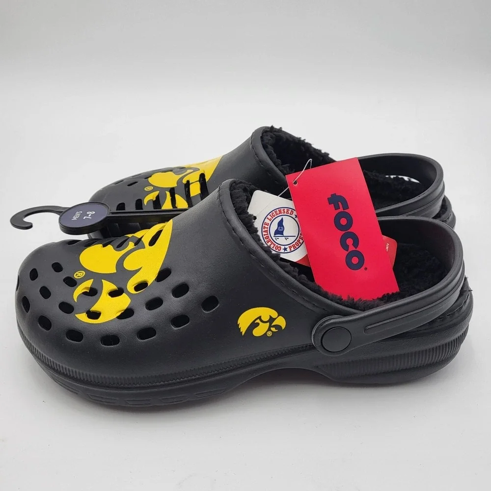 Iowa Hawkeyes Sherpa Lined Clogs with Strap FOCO Mens Small 7-8‎ Womens 9-10